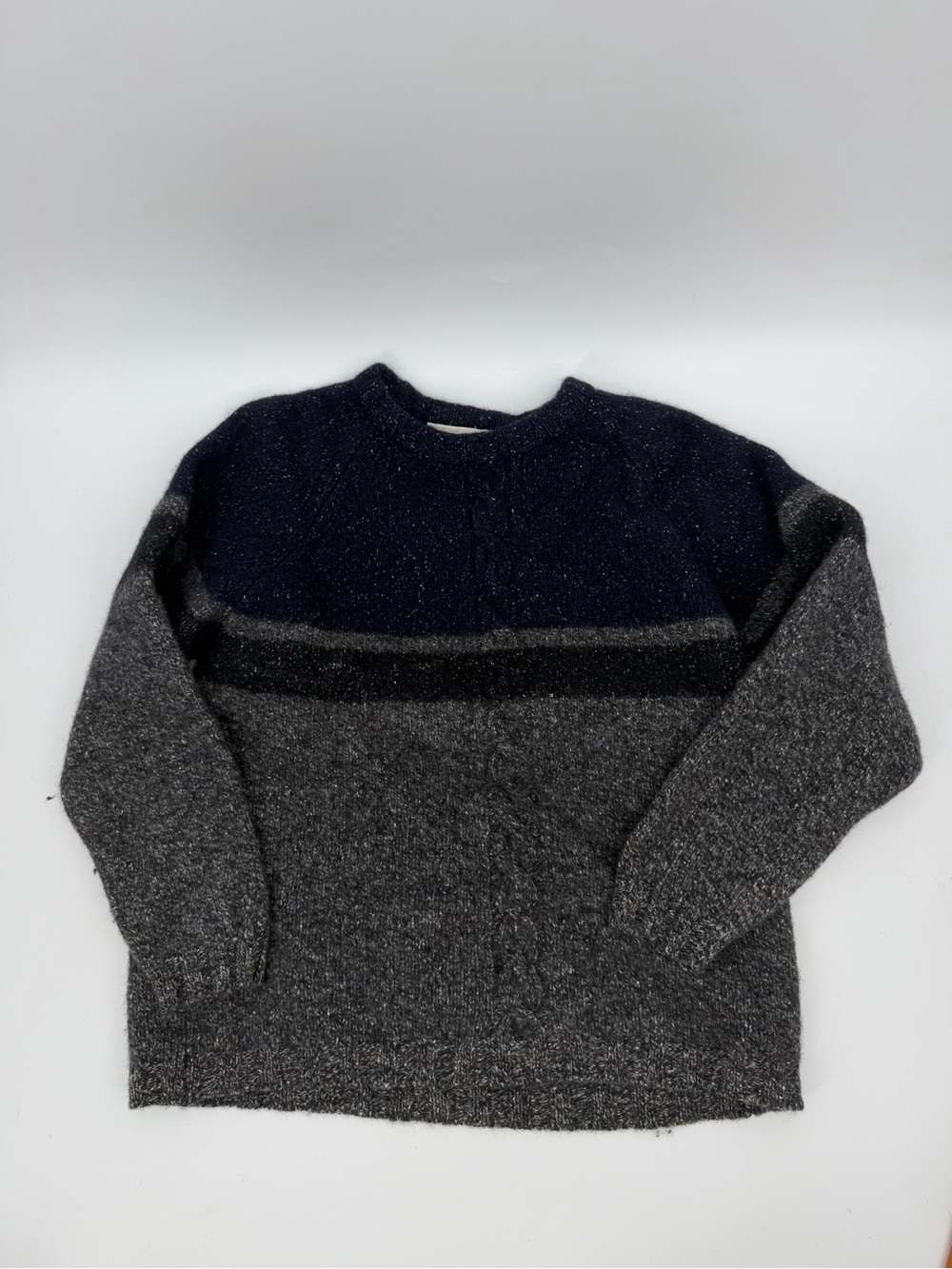 Vintage Fisherman Out of Ireland Wool Sweater Navy Gray L